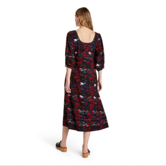 Rachel Comey Womens Dress 4 Midi Kodak Red Floral Print Volume Sleeve Target New - Picture 15 of 16